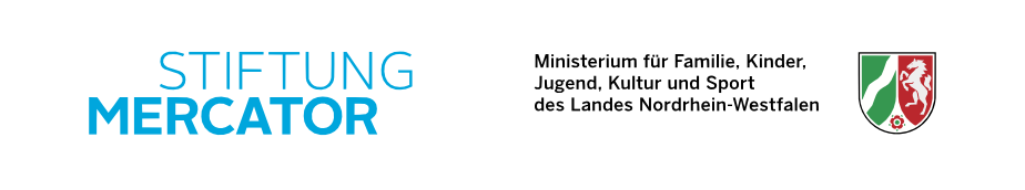 Zwei Logos: Das NRW Landeswappen und das Logo der Stiftung Mercator.